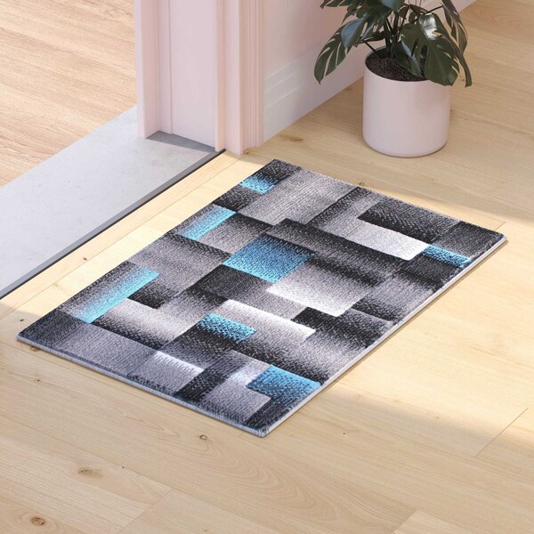 Flash Furniture Blue 2' x 3' Modern Color Blocked Area Rug - ACD-RGTRZ861-23-BL-GG