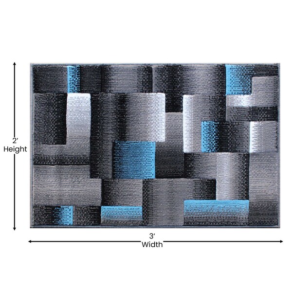 Flash Furniture Blue 2' x 3' Modern Color Blocked Area Rug - ACD-RGTRZ861-23-BL-GG
