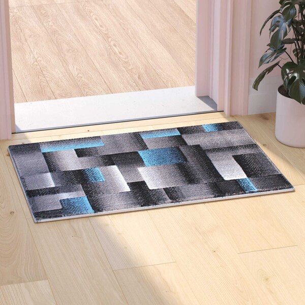 Flash Furniture Blue 2' x 3' Modern Color Blocked Area Rug - ACD-RGTRZ861-23-BL-GG