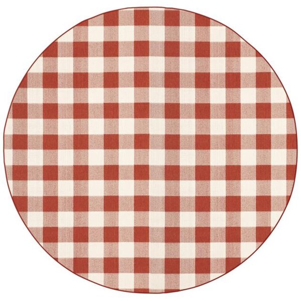 Oriental Weavers 7 ft. 10 in. Meridian 2598R Indoor & Outdoor Round Area RugRed - M2598R240RDST