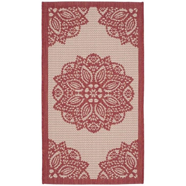 Safavieh 2 x 3 ft.-7 in. Rectangle Courtyard Power Loomed RugBeige & Red - CY6139-238-2
