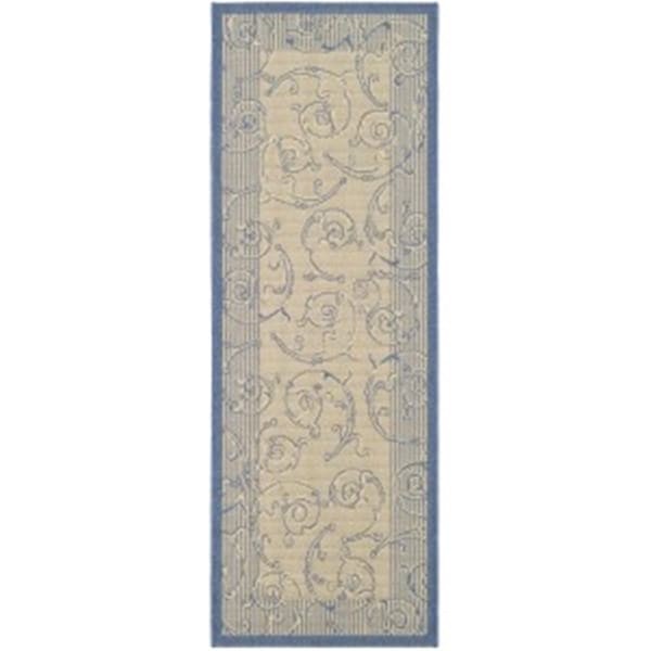 Safavieh 2 Ft. - 4 In. X 6 Ft. - 7 In. Runner- Indoor - Outdoor Courtyard Natural Blue Machine Made Rug - CY2665-3101-27
