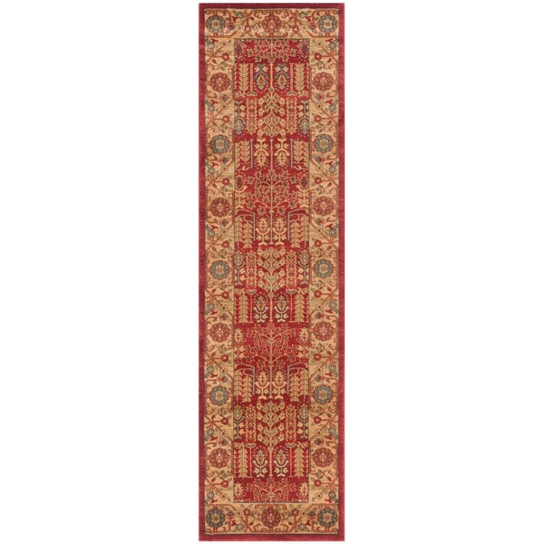 Safavieh Mahal Power Loomed Runner Rug, Red and Natural - 2 ft.-2 in. x 10 ft. - MAH697A-210