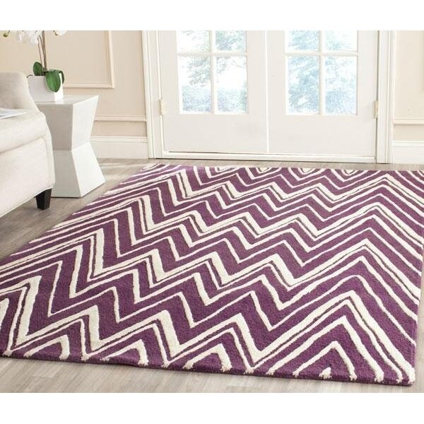 Safavieh 5 x 8 ft. Cambridge Hand Tufted Medium Rectangle Area RugPurple & Ivory - CAM711P-5