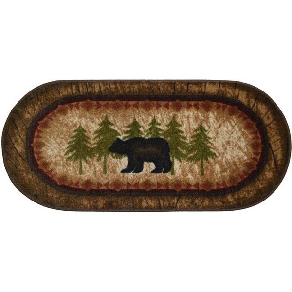 Mayberry Rug Mayberry Rug CC5276 20X44 20 x 44 in. Oval Cozy Cabin Birch Bear Printed Nylon Kitchen Mat & Rug - CC5276 20X44