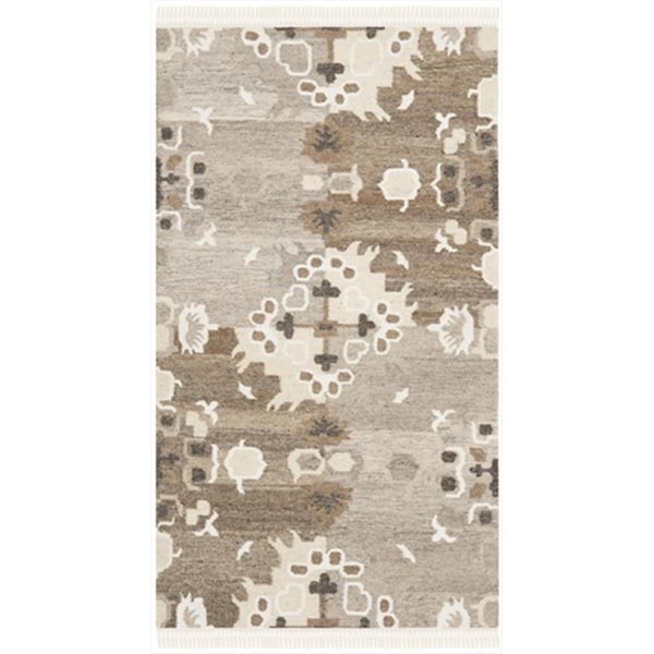 Safavieh 3 x 5 ft. Small Rectangle Casual Natural Kilim Grey and Multicolor Accent Rug - NKM318A-3