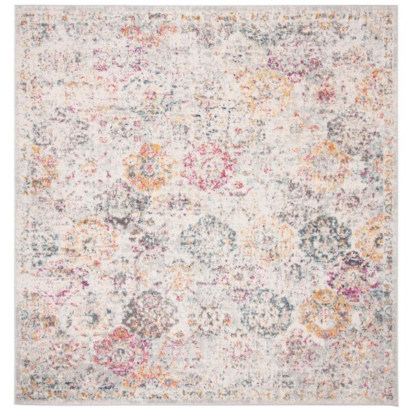 Safavieh 10 x 10 ft. Madison Traditional Square Power Loomed Rug; Grey & Gold - MAD611F-10SQ