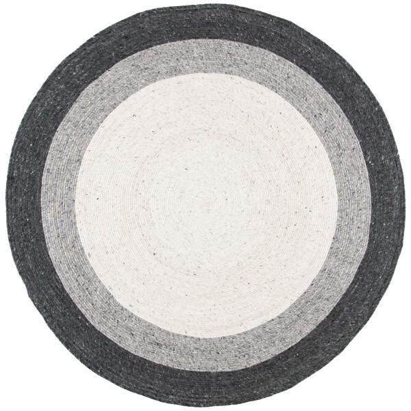 Safavieh 4 x 4 ft. Braided Hand Woven Round RugGrey & Ivory - BRD903A-4R
