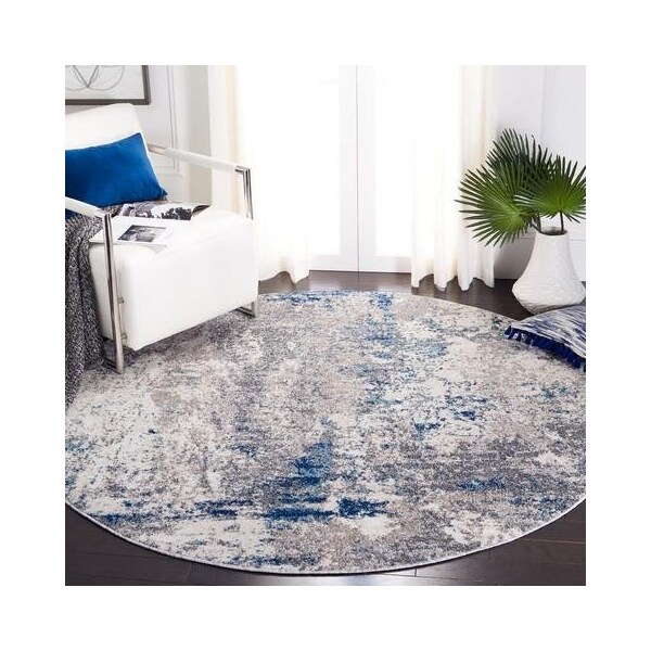 Safavieh 8 x 10 ft. Aston 700 Rectanglar Modern Contemporary Rug Grey & Navy - ASN718F-8