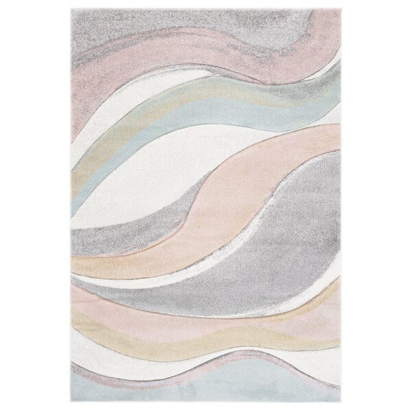 Safavieh 8 x 10 ft. Hollywood Contemporary Rectangle Power Loomed Rug Grey & Pink - HLW766U-8