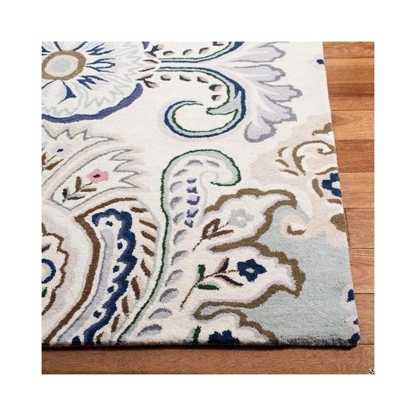 Safavieh 5 x 5 ft. Bella Square Wool Hand Tufted Rug Ivory & Blue - BEL118M-5SQ