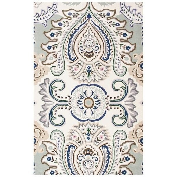 Safavieh 5 x 5 ft. Bella Square Wool Hand Tufted Rug Ivory & Blue - BEL118M-5SQ