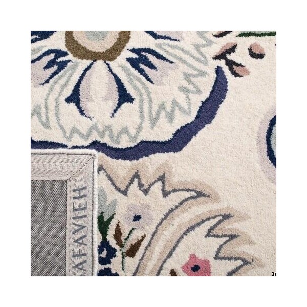Safavieh 5 x 5 ft. Bella Square Wool Hand Tufted Rug Ivory & Blue - BEL118M-5SQ