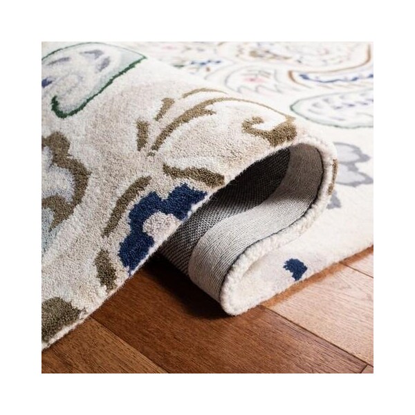 Safavieh 5 x 5 ft. Bella Square Wool Hand Tufted Rug Ivory & Blue - BEL118M-5SQ