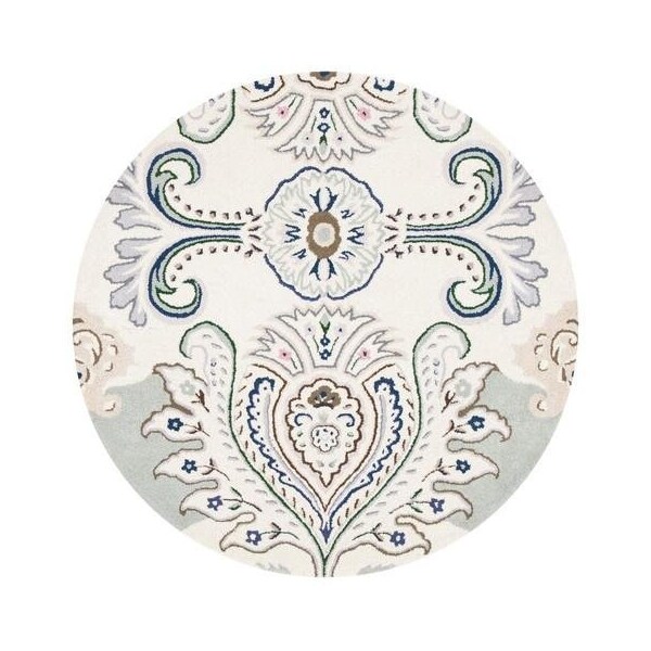Safavieh 5 x 5 ft. Bella Square Wool Hand Tufted Rug Ivory & Blue - BEL118M-5SQ