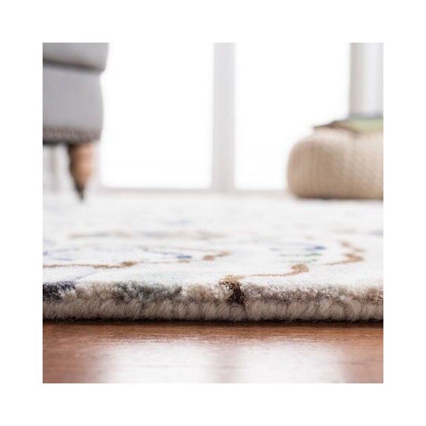 Safavieh 5 x 5 ft. Bella Square Wool Hand Tufted Rug Ivory & Blue - BEL118M-5SQ