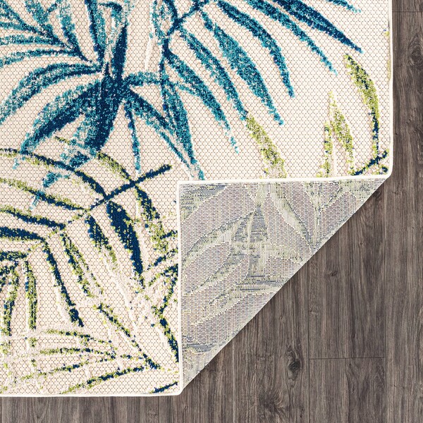 World Rug Gallery Floral Leaves Indoor/Outdoor Area Rug 5'x7' Gray Area Rug - 5552MULTI5X7