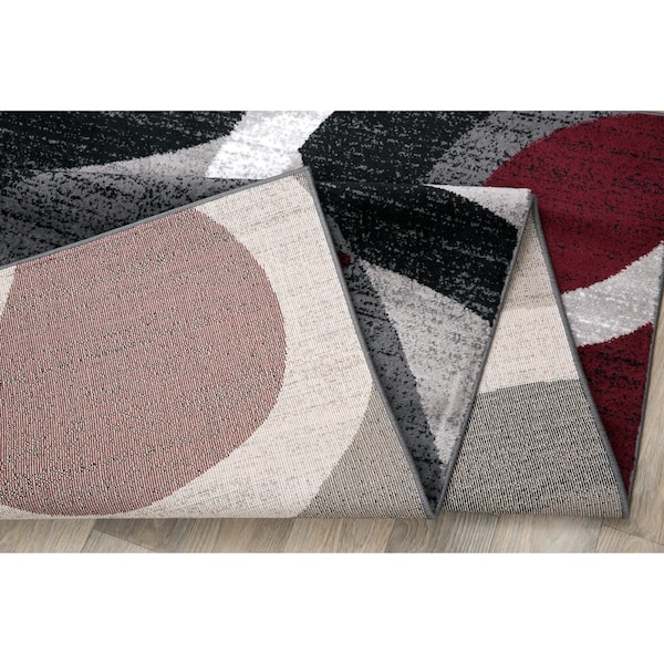 World Rug Gallery Contemporary Abstract Circles Soft Runner Rug 2' x 7'2'' Red - 105RED2X7