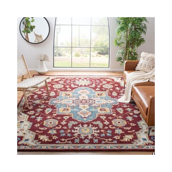 Safavieh Aspen Hand Tufted Round RugRed & Blue 7 x 7 ft. - APN507A-7R