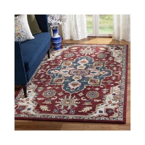 Safavieh Aspen Hand Tufted Round RugRed & Blue 7 x 7 ft. - APN507A-7R