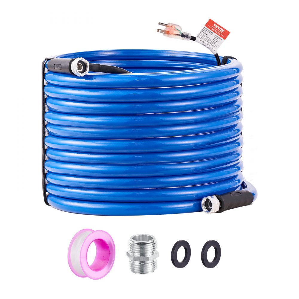 VEVOR 100ft Heated Water Hose for RV, Heated Drinking Water Hose Antifreeze to -45°F, Automatic Self-regulating, 5/8" I.D. with 3/4" GHT Adapter, Lead and BPA Free - GHKJRSG100YCCAKNLV1