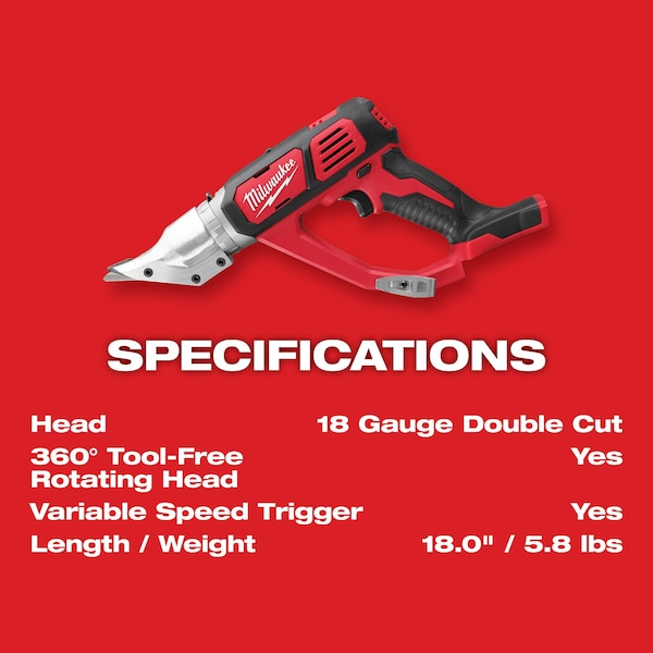 Milwaukee Tool M18 Cordless 18 Gauge Double Cut Shear - 2635-20