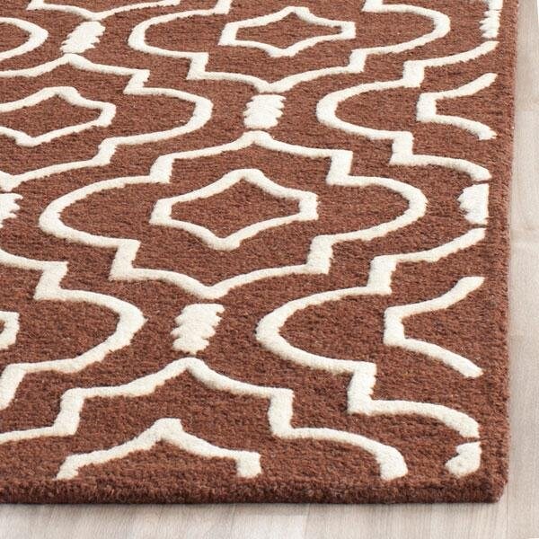 Safavieh 6 x 9 ft. Cambridge Hand Tufted Rug, Medium Rectangle - Dark Brown and Ivory - CAM141H-6