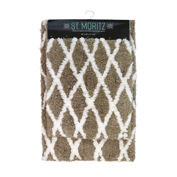Monarch Brands St Mortiz 2 Piece Rug Set - Color Ground, Taupe - PNP-STM-CG-TAUPE