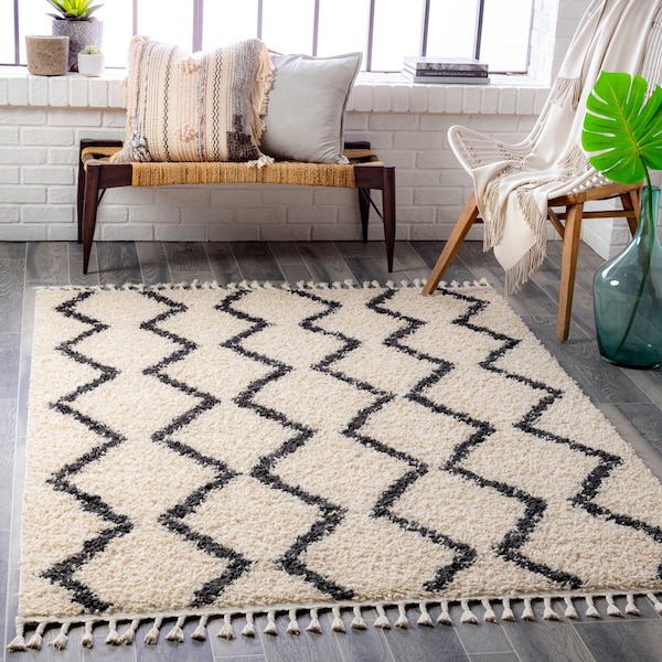 Livabliss Berber Shag BBE-2303 Area Rug , With Fringe - BBE2303-9212