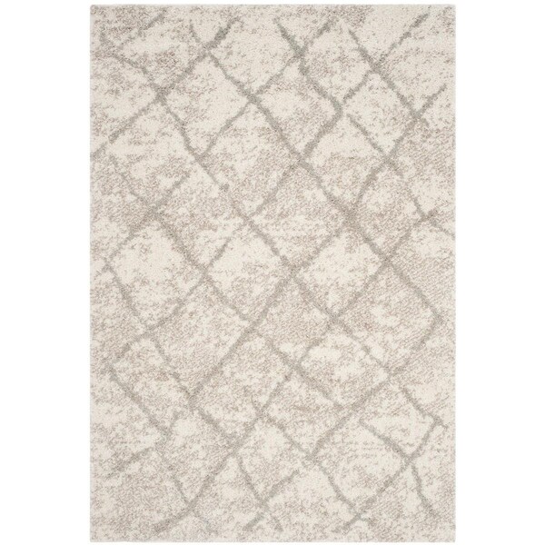 Safavieh 6 x 9 ft. Berber Shag Rectangle Power Loomed Rug; Cream & Light Grey - BER162C-6