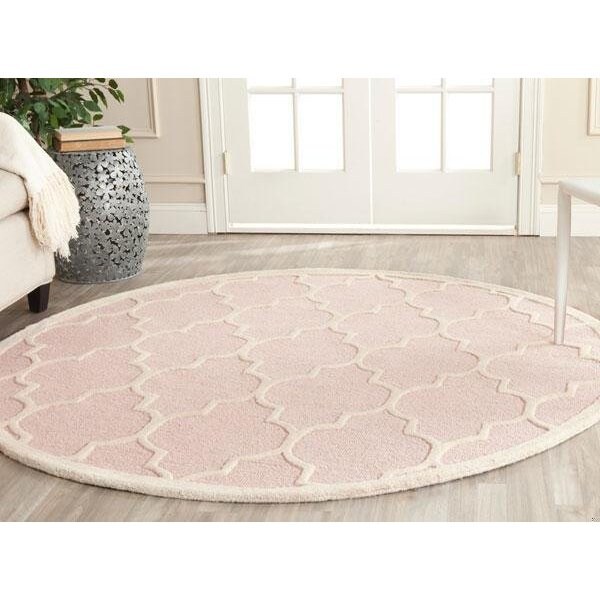 Safavieh Cambridge Hand Tufted Square Rug- Light Pink - Ivory- 6 x 6 ft. - CAM134M-6SQ