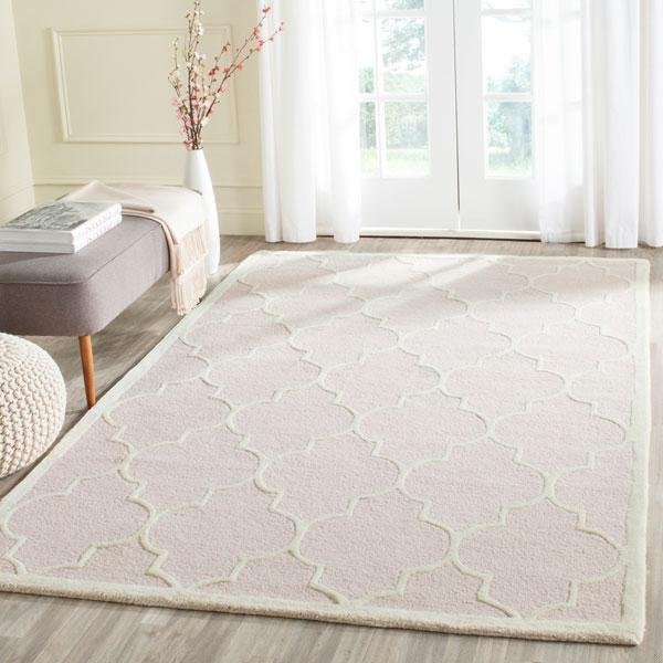 Safavieh Cambridge Hand Tufted Square Rug- Light Pink - Ivory- 6 x 6 ft. - CAM134M-6SQ