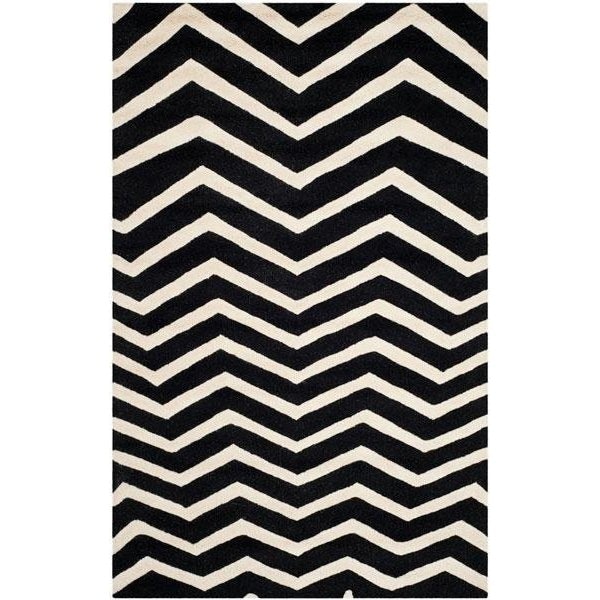 Safavieh Cambridge Hand Tufted Rectangle RugBlack & Ivory 5 x 8 ft. - CAM714K-5