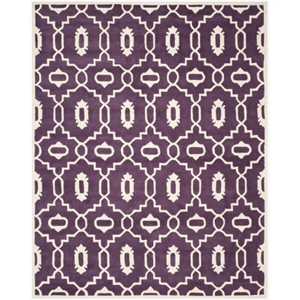 Safavieh 6 Ft. x 9 Ft. Medium Rectangle- Contemporary Chatham Purple And Ivory Hand Tufted Rug - CHT745F-6