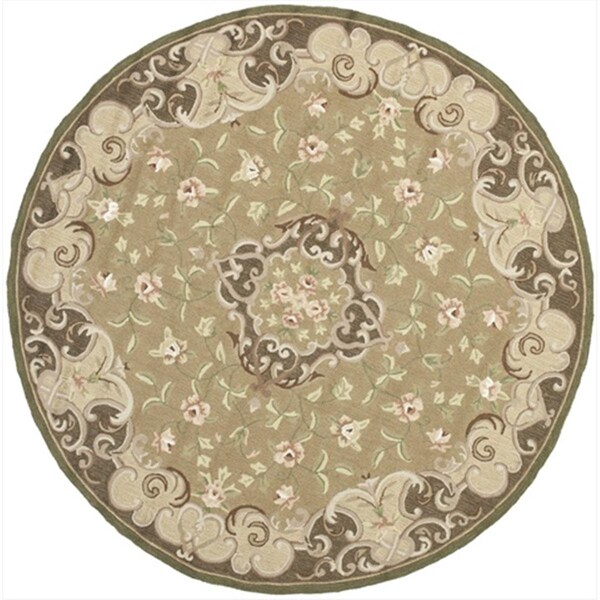 Safavieh 8 x 8 ft. Round- Transitional DuraRug Beige And Brown Hand Hooked Rug - EZC434C-8R