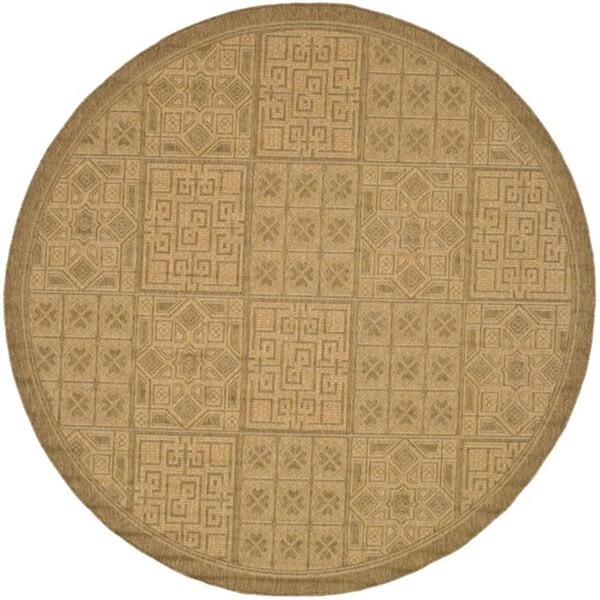 Safavieh 6 ft. -7 in. x 6 ft. -7 in. Round Indoor-Outdoor Courtyard- Gold and Natural- Machine Made Rug - CY6947-49-7R