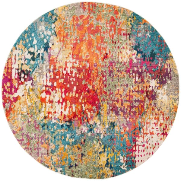 Safavieh 9 x 9 ft. Madison Modern Round Power Loomed Rug; Ivory & Multi Color - MAD429C-9R