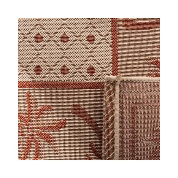 Safavieh 4 Ft. X 5 Ft. -7 In. Small Rectangle Indoor-Outdoor Courtyard- Ivory And Rust- Machine Made Rug - CY5148J-4