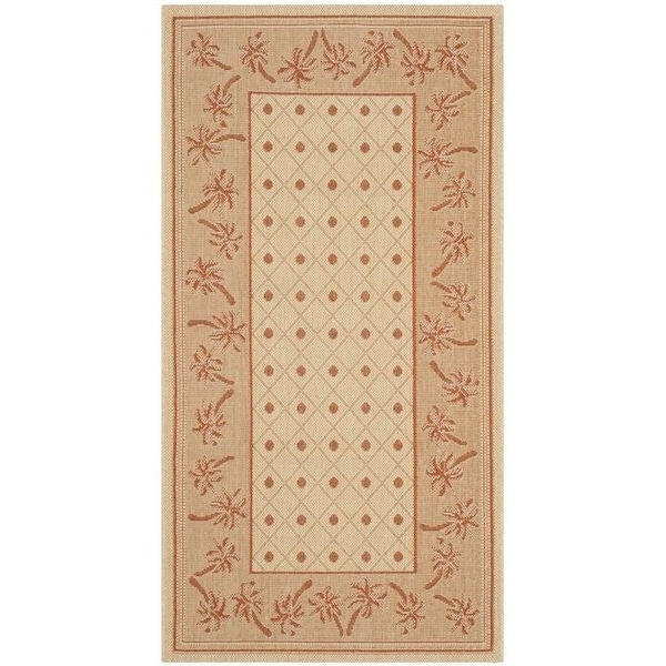Safavieh 4 Ft. X 5 Ft. -7 In. Small Rectangle Indoor-Outdoor Courtyard- Ivory And Rust- Machine Made Rug - CY5148J-4