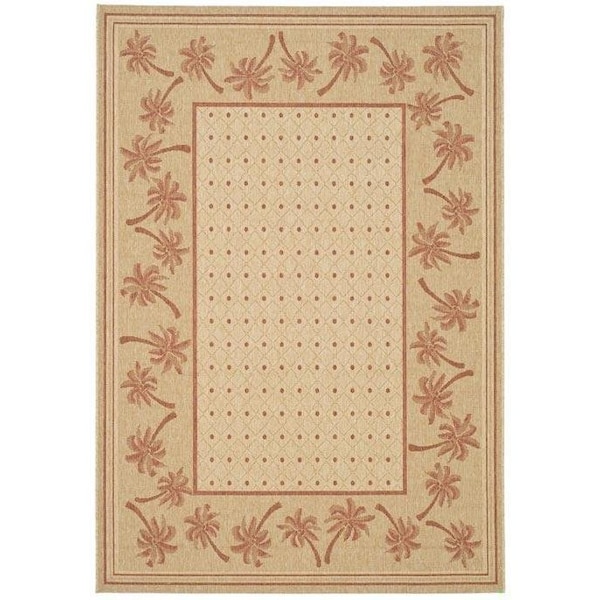 Safavieh 4 Ft. X 5 Ft. -7 In. Small Rectangle Indoor-Outdoor Courtyard- Ivory And Rust- Machine Made Rug - CY5148J-4