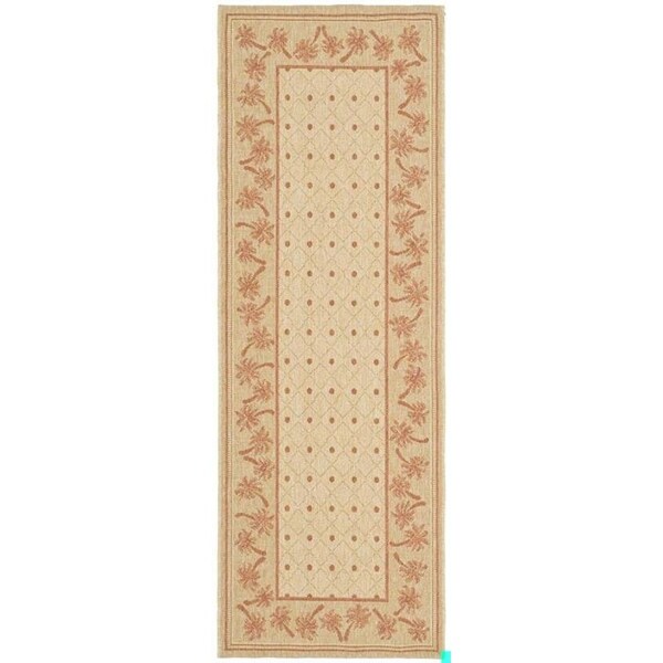 Safavieh 4 Ft. X 5 Ft. -7 In. Small Rectangle Indoor-Outdoor Courtyard- Ivory And Rust- Machine Made Rug - CY5148J-4