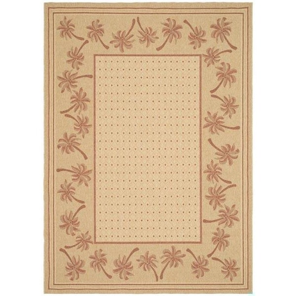 Safavieh 4 Ft. X 5 Ft. -7 In. Small Rectangle Indoor-Outdoor Courtyard- Ivory And Rust- Machine Made Rug - CY5148J-4