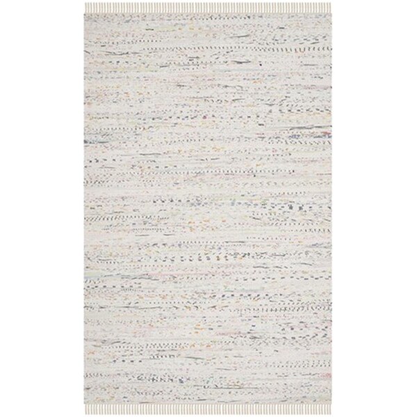 Safavieh Rag Rug Hand Woven Medium Rectangle Rug- White - Multi- 5 x 8 ft. - RAR121G-5