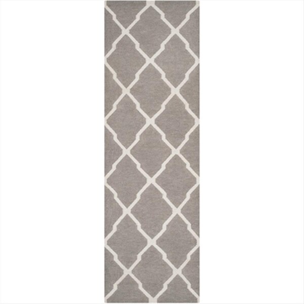 Safavieh 2 Ft. - 6 In. X 12 Ft. Runner- Contemporary Dhurries Dark Grey And Ivory Flatweave Rug - DHU634G-212