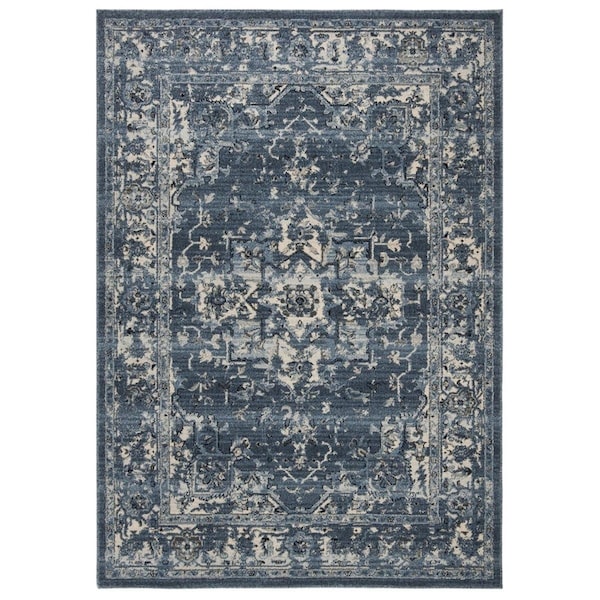 Safavieh 10 x 14 ft. Charleston Power Loomed Rectangle Area Rug Navy & Creme - CHL411N-10