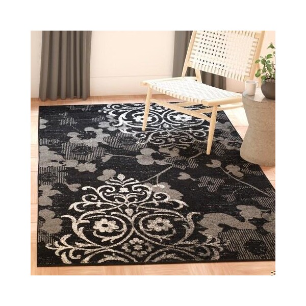 Safavieh Adirondack Power Loomed Round Rug- Black - Silver- 6 x 6 ft. - ADR114A-6R