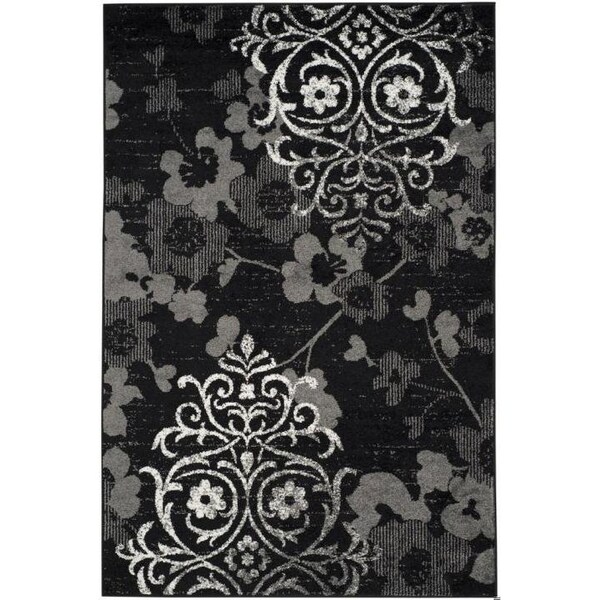 Safavieh Adirondack Power Loomed Round Rug- Black - Silver- 6 x 6 ft. - ADR114A-6R