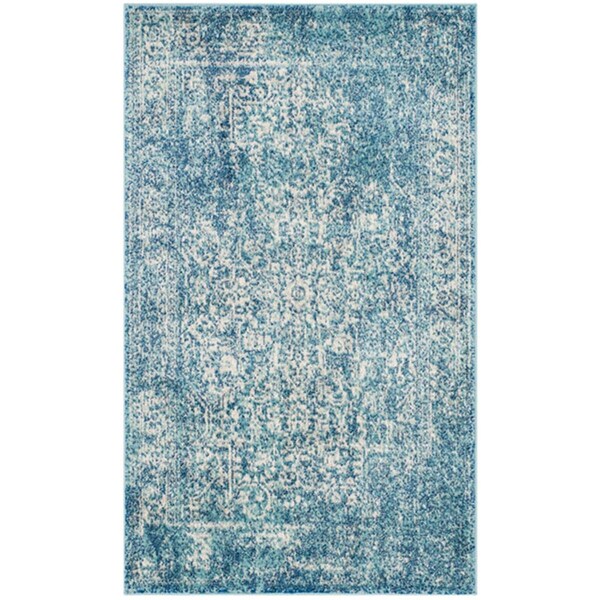 Safavieh 3 x 5 ft. Evoke Power Loomed Small Rectangle Area Rug, Blue and Ivory - EVK256C-3