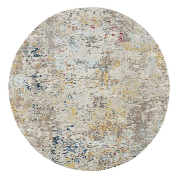 Safavieh 3 x 3 ft. Madison 400 Power Loomed Round Area Rug; Grey & Gold - MAD453F-3R
