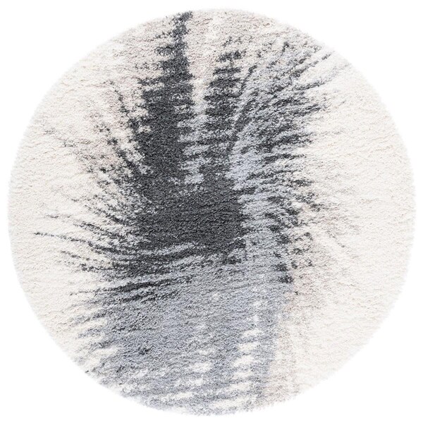 Safavieh 3 x 3 ft. Fontana Shag Contemporary Round Power Loomed Rug; Grey & Ivory - FNT894F-3R